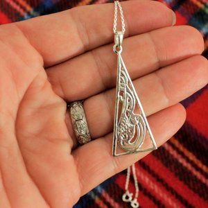 New Sterling Silver Celtic Ireland Peacock Necklace Handmade in Ireland